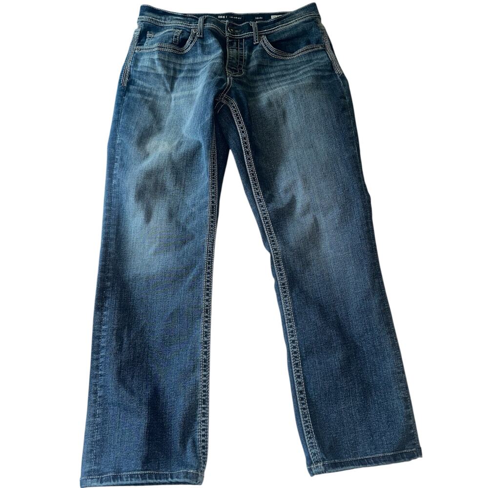 BKE Jake Straight Men’s Jeans 33x32 Medium Wash Stretch Denim Buckle Western